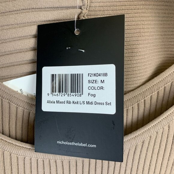 NWT NICHOLAS Alixia Knit Mixed Rib Long Sleeve Dress Size M - Picture 8 of 11